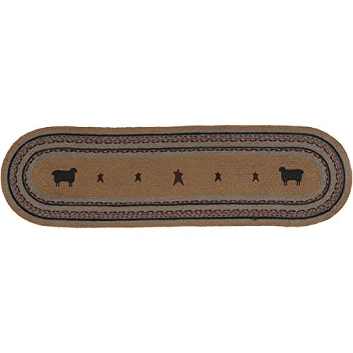 VHC-Brands-Primitive-Tabletop-Kitchen-Heritage-Farms-Sheep-Oval-Jute-Runner-13×48-Mustard-Tan-Yellow VHC Brands Primitive Tabletop Kitchen Heritage Farms Sheep Oval Jute Runner 13×48 Mustard Tan Yellow