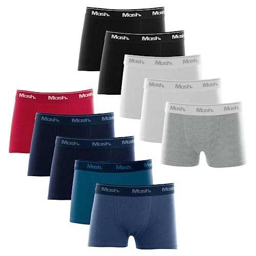 Kit 10 Cuecas Infantil Boxer Mash Algodão | G | 2 Preto - 2 Branco - 1 Diesel - 2 Marinho - 1 Jeans