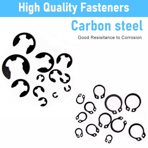 Image of Serplex 324Pcs C-Clips Set with 2 Designes & 24 Sizes Assorted Sized Carbon Steel Circlips 2.0mm-12mm Metric External Circlips Retaining Ring Snap Rings Assortment Kit