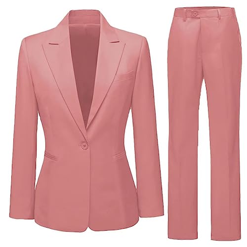 Women Suits 2 Piece Long Sleeve Business Solid V Neck Blazer and Pant Office Professional Set Suits 2023 New