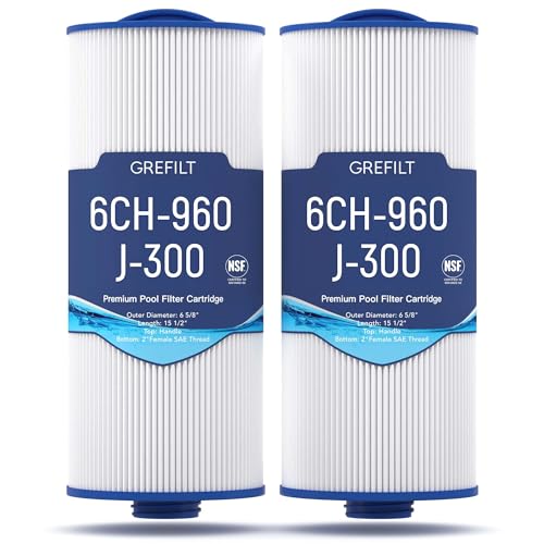 Grefilt 6CH-960 Hot Tub Filter Compatible with PJW60TL-F2S J-300 J400 Filbur FC-2800 6540-476 Closed Handle(Not be Removed) 60 sq.ft. 2-Pack