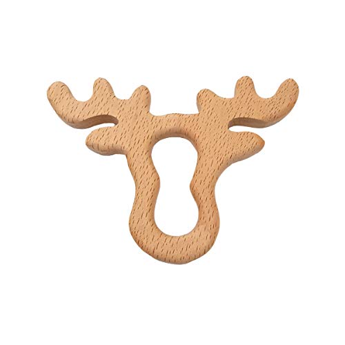 Image of 10pcs Natural Wooden Antlers Montessori Toy Pendant Pure Natural Beech Wood Animal Shape Toys for Handmade Necklace /Bracelet (Antlers 10pcs)