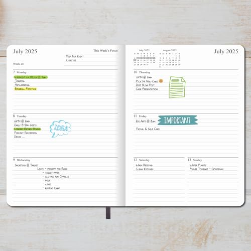 2025-2026 Vegan Leather Weekly & Monthly Planner - July 2025 - June 2026 Elastic Closure 8.5"x11" Grey