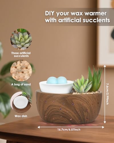 Ceramic Wax Melt Warmer with Japanese Design, 4-in-1 Electric Wax Warmer with PTC Heating Plate and 7-Color LED Lights, Succulent Bowl for Wax Melting, Oil Diffusion, Home Office Spa - Image 6