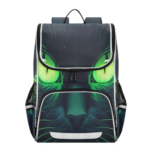 Sac à dos oeil de chat vert grande capacité qui soulage le dos des élèves