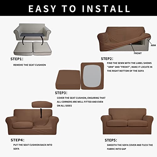 Image of Easy-Going Waterproof 3-Piece Loveseat Cover Couch Covers for Sofa