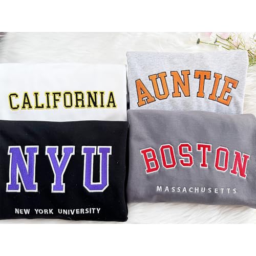 Custom Embroidered Hoodie Design Your Own, Two Colors, Personalized Hoodies For Everyone, Add Text On Sleeve, Embroidery Pullover Mothers, Christmas, Customized Gifts University City College States2