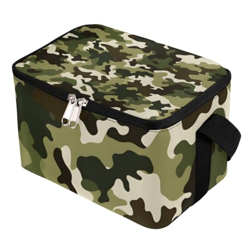 Lunch Bags for Women Men 9 Cans,Camouflage Hot & Cold Food Delivery Bag Insulated Grocery Bag Insulated Lunch Box Fashion Camo Green Cooler Bag for Office Work Picnic Beach