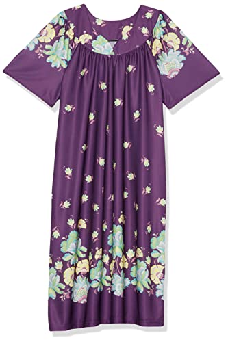 Image of AmeriMark Casual Women's Patio Muumuu House Dress Loose Comfortable Short Sleeve Sun Dress Lounger Gown Sleepwear for Ladies
