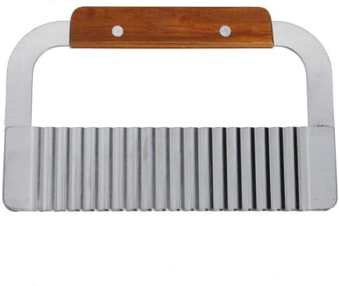 Potato Chip Chopper Wavy Crinkle Cutter Slicer Blade Wooden Handle