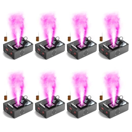 Fog Machine 1500W with Upgraded 24 RGB LED Stage DJ Party Lights,Vertical Smoke Machine DMX & Wireless Control for Wedding Halloween Christmas Party Stage Effect Outdoor Indoor-8PC
