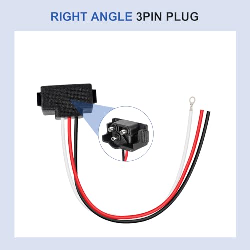 Image of 3 Pin Trailer Connector, Right Angle 3 Wire Pigtail Harness 20AWG Trailer Lights Connector for Sealed 4 inch Round Lights & 6 inch Oval Lights, Stop Turn Tail Brake Backup Light Harness - 6pcs