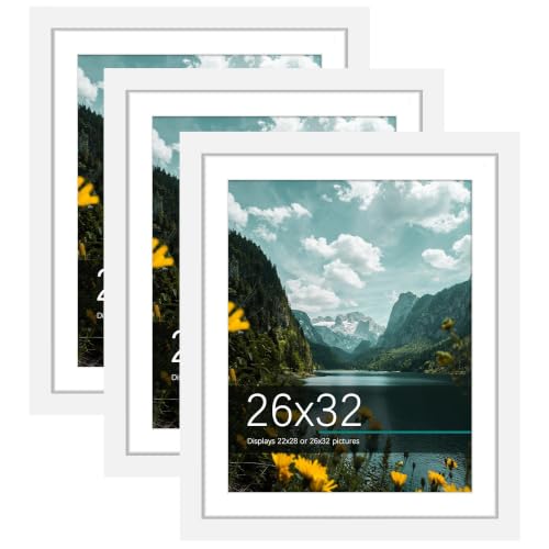 Image of Picrit 26x32 White Picture Frame, Poster Frame for Wall, 3 Pack
