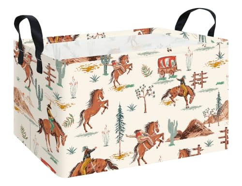 INGHUA Western Cowboy Fabric Rectangular Nursery Storage Bin