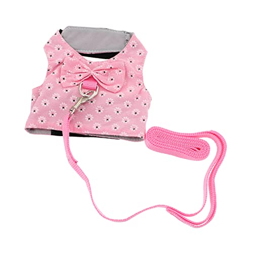 Abaodam Rabbit Vest Harness with Leash for Small Pets Stylish and Breathable Bunny Bow Design for with Ferrets Kittens and Guinea Pigs