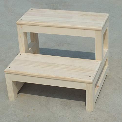 Taburete de escalada para interiores con base de madera maciza y doble peldaño 6