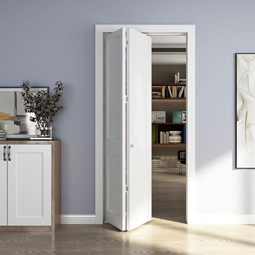 JUBEST 36in. x 80in. Bifold Door, 2 Panel Primed Bifold