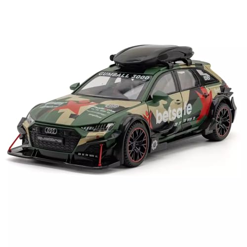 Image of Audi RS6 DTM Modified 1:24 Diecast Scale Model, Pull Back Toy Car for Kids, Openable Doors, Light & Music Features, Toy Vehicle for Boys and Girls (Green)