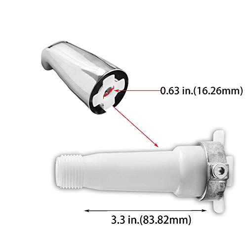 SENTO Slip On Silver Universal Heavy Durable Metal Bathroom Tub Spout Without Diverter, Heavy Duty Metal Bathtub Faucet Without Shower Diverter - 4 Inches 1/2\" Copper Pipe, Polished Chrome