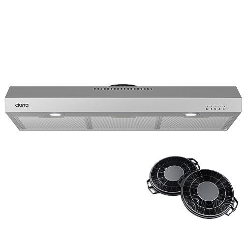 CIARRA Under Cabinet Range Hood 30 inch in Stainless Steel and Carbon Filter Kit Ducted Convertible Ductless Vent Hood CAS75905-006