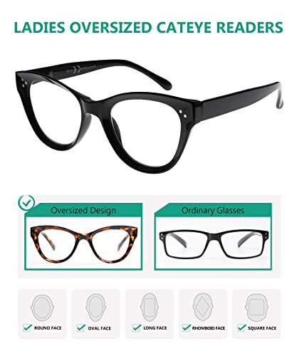 Image of Eyekepper 4-pack Cateye Design Reading Glasses Oversized Readers for Women Reading +1.25 | Ladies Magnifying Glass, Women's Stylish Reader Eyeglasses, Lightweight Cheaters, Scratch Resistant & Comfortable