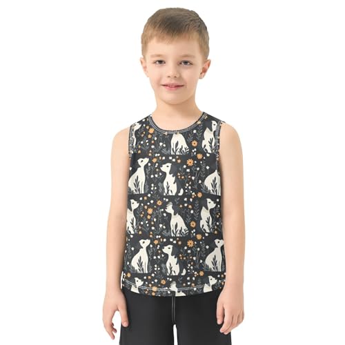 Boys Tank Top Shirts Dog and Flower Lovely Puppy Sleeveless T-Shirts Crew Neck for Kids Clothing Children2