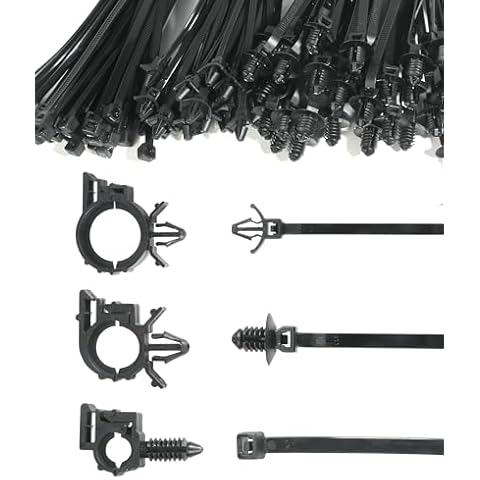 RACOONA 150pcs Automotive Wiring,Car Accessories Universal Push Mount Cable Zip Tie Engine Bay Self Locking Straps,Nylon Self Locking Straps with Car Wire Loom Routing Clips,Fit for Cars Boat Trailer Cover