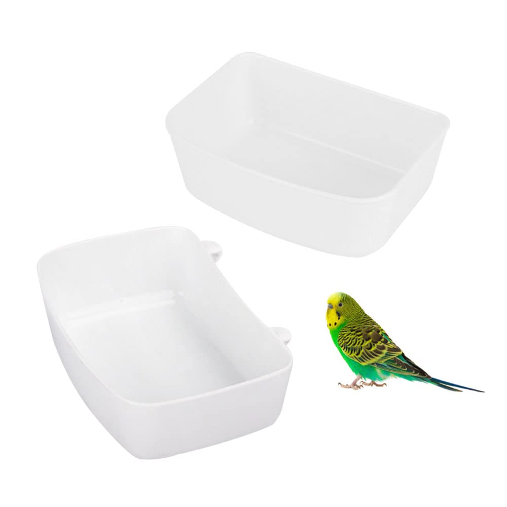 Gativs Comedero para Bañera para Pájaros 2 Piezas Bañera de Pájaro Colgante Accesorios de Ducha de Jaula de Pájaros Baño para Pájaros con Gancho Bañera Pájaros Jaula Comedero Multifuncional