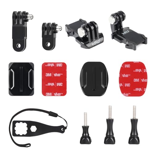 HSU Helmet Mounts Set for GoPro Action Cameras Extension Arms Quick Release Buckle Clip Accessories Kit for Osmo Action or Insta 360 Ace Pro