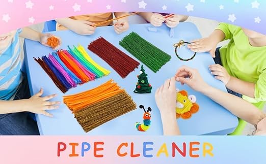 Image of 100Pc Pipe Cleaners Craft Set | Chenille Stem Fuzzy Sticks DIY Craft Supplies for Art Projects Activities, Decorations, Flower Making, Modeling & Sculpting (Pastel green)