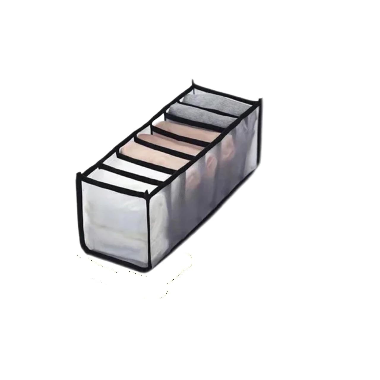 WYQXTY Wardrobe Socks Storage Organiser Underwear Sock Bra Pants Storage Box for Drawer Wardrobe Multiple Grids(Black 7 grids)