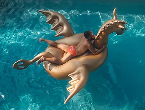 Luxy Float Giant Inflatable 103" Golden Dragon Pool Float #TOP4