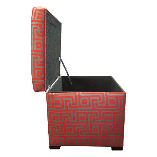 Sole Designs Geometric Series Tami Collection Atomic Red Finish Upholstered Bedroom Lift Top Storage Ottoman, Green #TOP1