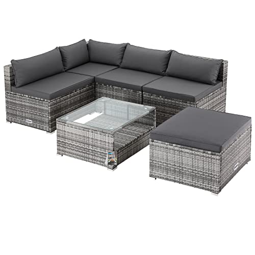 Casaria® Gartenmöbel Set Polyrattan 5 Personen Wetterfest Tisch 5mm...