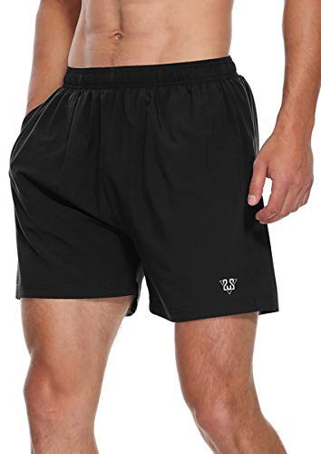 Susclude Men's 5 Inch Running Shorts Quick Dry Summer Lightweight Workout Gym Shorts Mens Athletic Shorts with Liner Black XXL