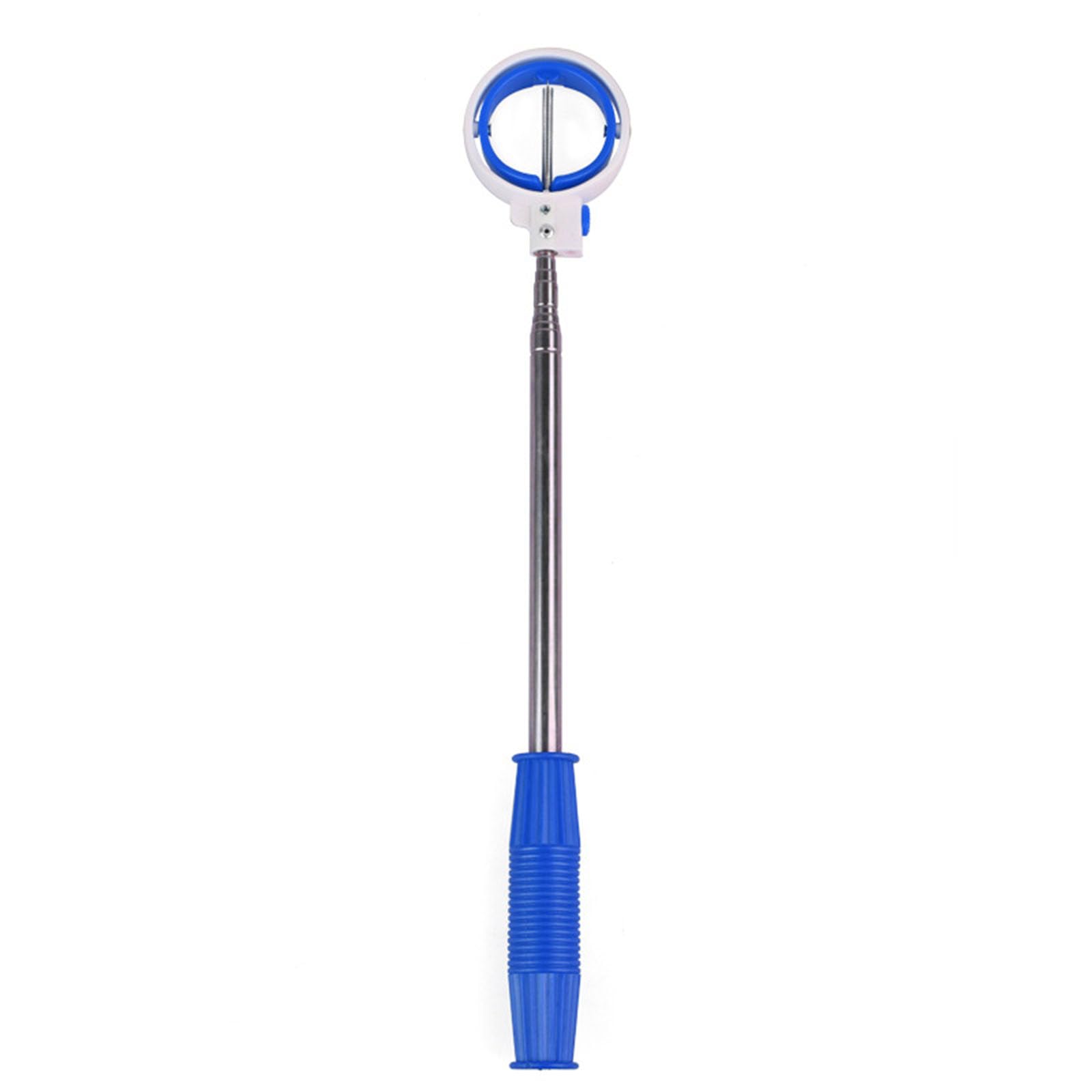 WAZUBC Golf Ball Retriever, Telescopic Golf Ball Retriever Telescopic Scoop Saver Locking Stainless Steel Shaft Pick Up Tool Golf Ball Putter Grabber Claw Sucker Tool (Blue)