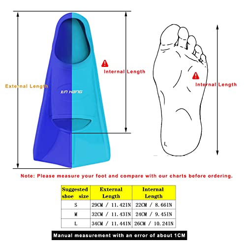 DRM Swim Fins, Men Women Swimming Fins Silicon Swim Flippers with Bottom Anti-skid Design (M)