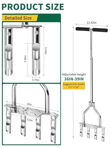 Aerador manual con 4 púas y placa ancha ajustable 36–39” miniatura 2