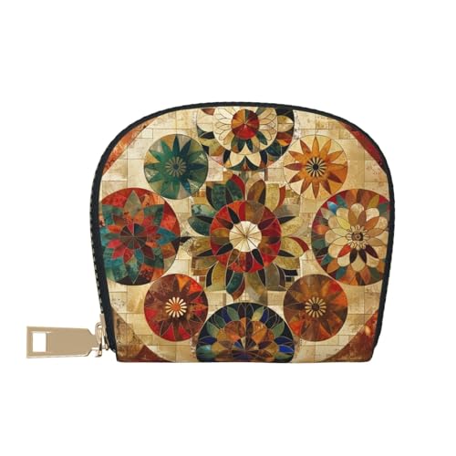 Medallion Pattern Printed Card Wallet for Women Men Cute Zipper Card Cases Holder Mini Coin Purse with 12 Card Slots2