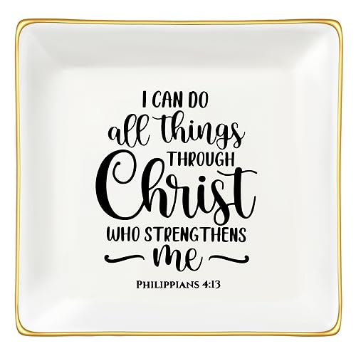 JoycuFF Inspirational Christian Gifts for Women Friends Faith Ring Dish