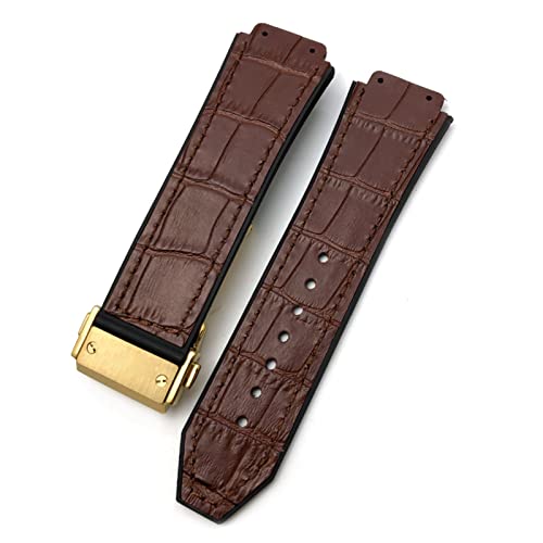 Bracelet montre en cuir et caoutchouc 25-19mm chic et robuste