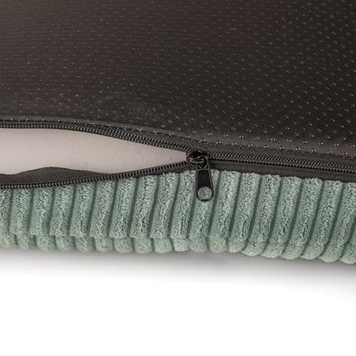 Petsona Hundebett Hundekissen Rippenstrickstoff rutschfeste Unterseite Weichschaum, Grün,L