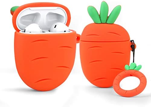LEWOTE Airpods Silicone Case Funny Cover Compatible for Apple Airpods 1&2[Fruit & Food Series] (Cute Avocado)