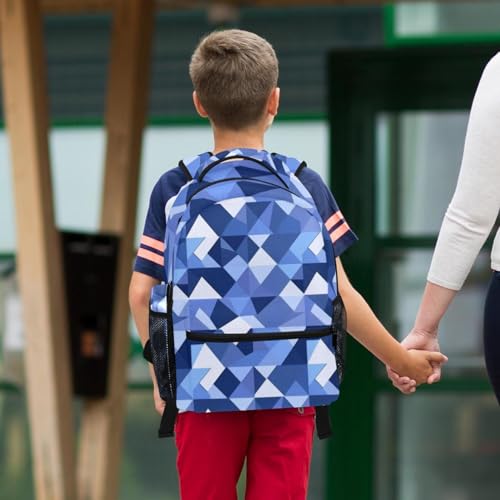 Sac à dos avec trousse géométrique bleu pour l'école - 6
