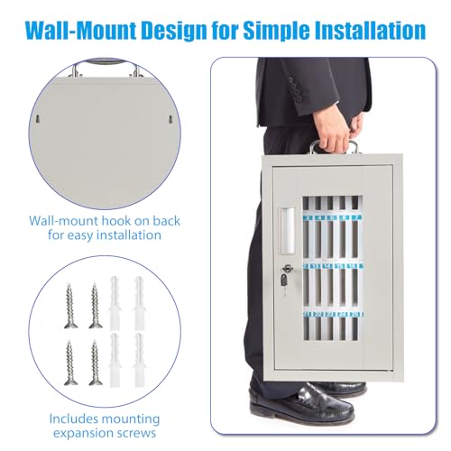 Handy Aufbewahrungsschrank, 36 Slots Stahlkonstruktion Wandmontiertes Mobiltelefonschließfach, Handybox Abschliessbar mit Perlenbaumwoll-Zwischenschicht, Mobiltelefon-schrank für Klassenzimmer, Büro