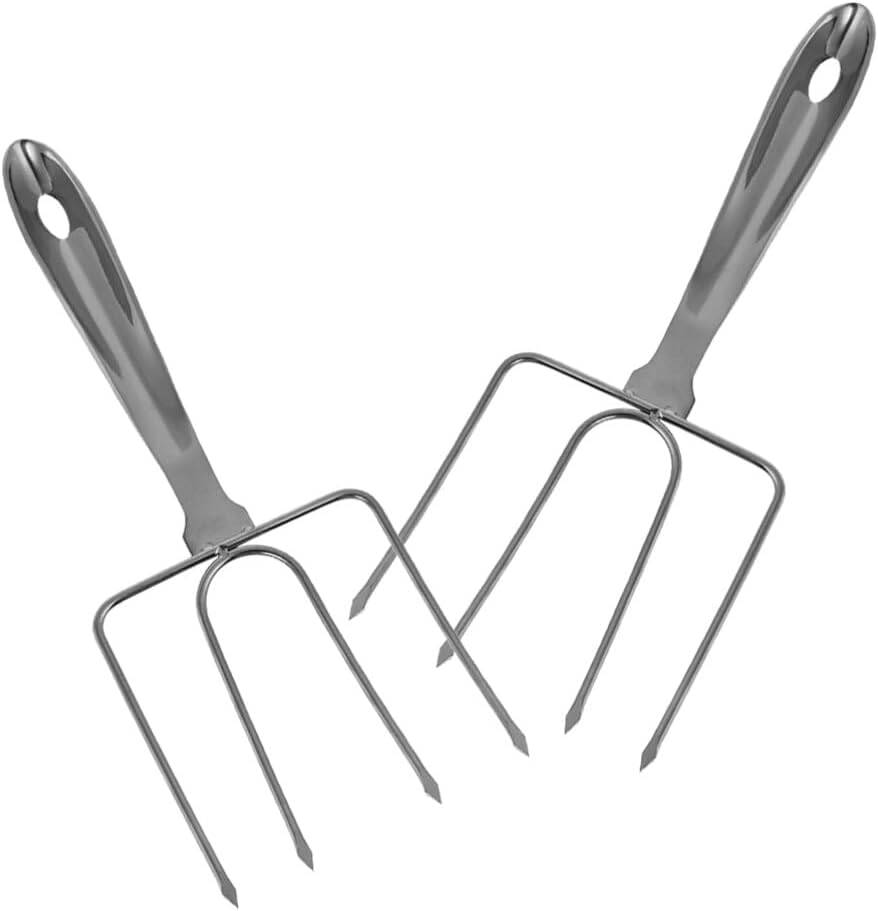 Luxshiny 2pcs Stainless Steel Turkey Lifter Forks Ergonomic Handle for Roasting and Barbecue Cooking for Home Kitchen and Thanksgiving Celebrations