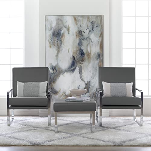 Sillón Plegable Cuero Sintético Gris Humo miniatura 2