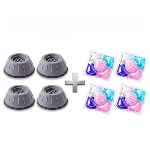 Image of Furniture Leg Risers, Heavy Duty Gray Plastic Adjustable Bed Lifts, Set of 4 Stackable Elevators for Tables and Chairs Whit Anti Vibration Pads for Washing Machine Stand Foot (4, Round)