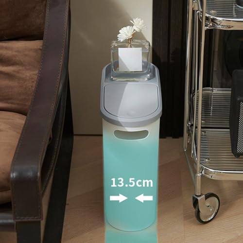 Caneca de basura rectangular blanca de 2.1 galones con tapa presionable miniatura 4