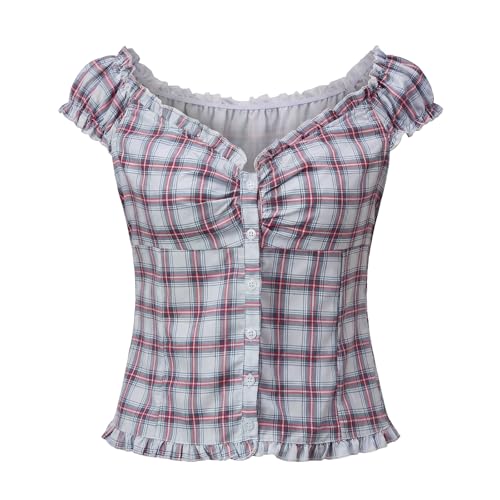 Image of Fairy Grunge Y2k Shirts Vintage Crop Tops Short Sleeve Girls Slim Fit Tees